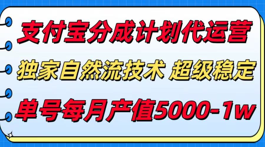 支付宝分成计划代运营,独家自然流技术,收益稳定,单号月产5000+-紫橙资源网