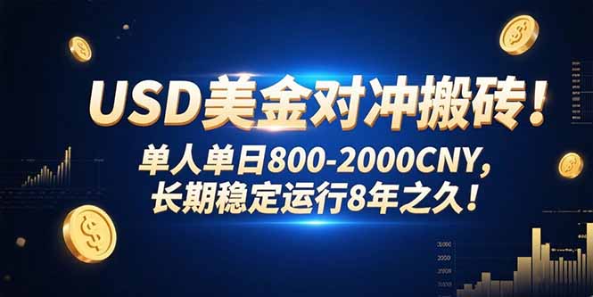 USD美金对冲搬砖!单人单日800-2000CNY，长期稳定运行8年之久!-紫橙资源网