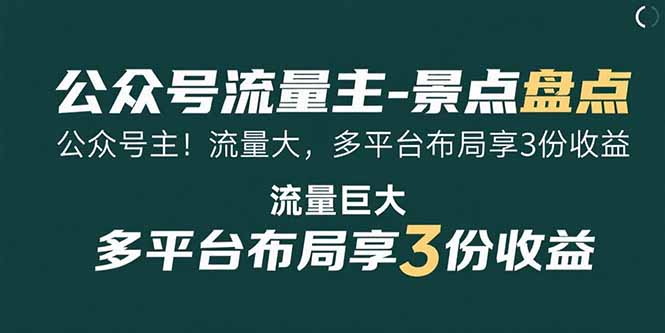 公众号流量主-景点盘点 流量巨大 多平台布局享3份收益-紫橙资源网