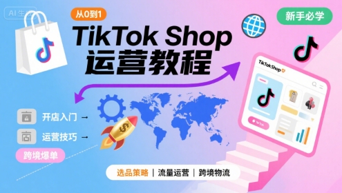 TikTok Shop从0到1运营教程,TikTok跨境电商新手必学课程-紫橙资源网