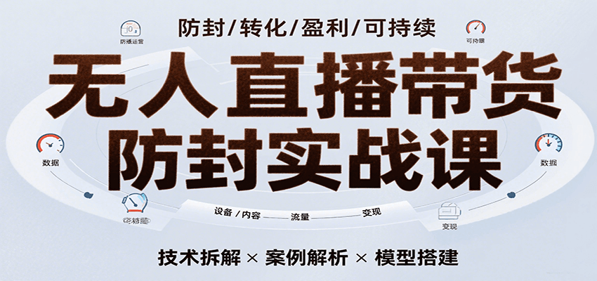 无人直播带货防封实战课，7天掌握高转化直播技术，实现单场GMV破万可持续模型-紫橙资源网
