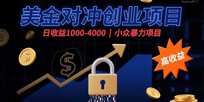 美金对冲创业项目,日收益1000-4000,小众暴力项目-紫橙资源网