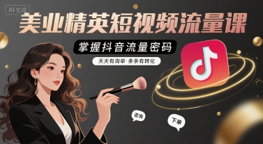 美业精英短视频流量课，掌握抖音流量密码，天天有询单，条条有转化-紫橙资源网