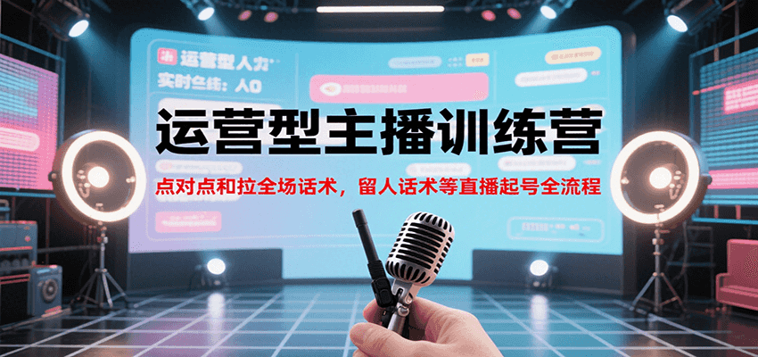运营型主播训练营，点对点和拉全场话术，留人话术等直播起号全流程-紫橙资源网