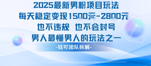 2025最新男粉项目玩法每天变现1k+也不违规也不会封号男人最懂男人的玩法-紫橙资源网