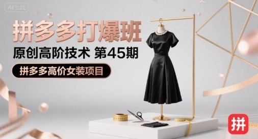 拼多多打爆班原创高阶技术第45期，拼多多高价女装项目-紫橙资源网
