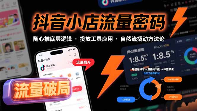 抖音小店流量密码，随心推底层逻辑，投放工具应用，自然流撬动核心方法论-紫橙资源网