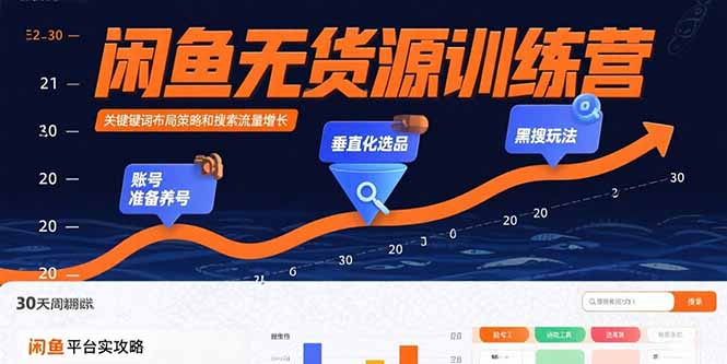 闲鱼无货源训练营：账号准备养号/垂直化选品/黑搜玩法，0基础30天盈利指南-紫橙资源网