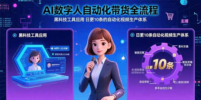 AI数字人自动化带货全流程：黑科技工具应用 日更10条的自动化视频生产体系-紫橙资源网