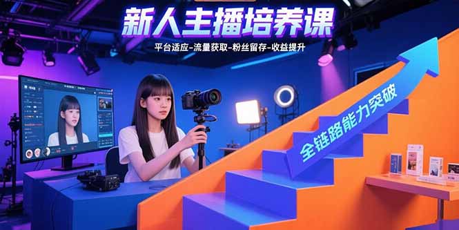 新人主播培养课：平台适应-流量获取-粉丝留存-收益提升 全链路能力突破-紫橙资源网