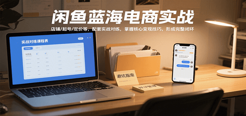 闲鱼蓝海电商实战，涵盖店铺、起号、定价等，配套实战对练，掌握核心变现技巧-紫橙资源网