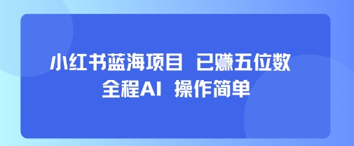 小红书蓝海项目，全程AI，操作简单，已挣五位数-紫橙资源网