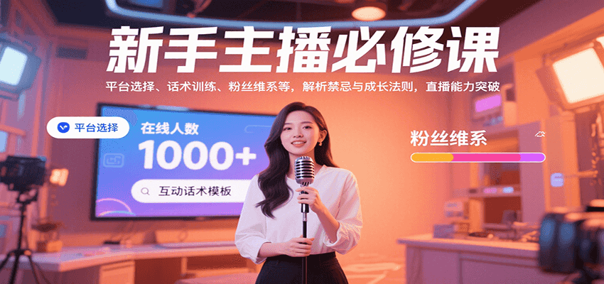 新手主播必修课：平台选择、话术训练、粉丝维系等，解析禁忌与成长法则，突破直播能力-紫橙资源网
