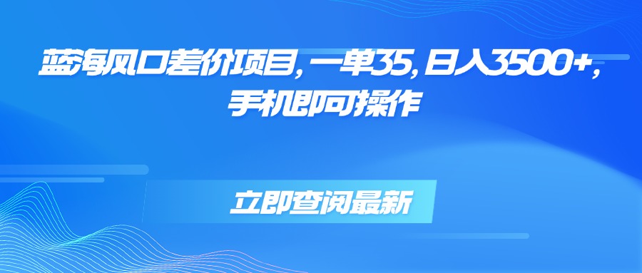 蓝海风口差价项目，一单35，日入3500+，手机即可操作-紫橙资源网