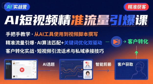 AI+短视频引爆精准客户实战营，手把手教你引爆Ai短视频精准流量-紫橙资源网