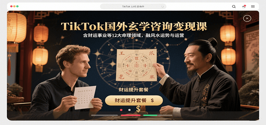 TikTok国外玄学咨询变现课，含财运事业等12大命理领域，融风水运势与运营-紫橙资源网