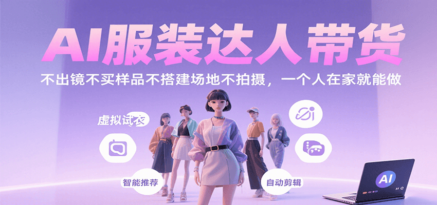 AI服装达人带货，不出镜不买样品不搭建场地不拍摄，一个人在家就能做-紫橙资源网