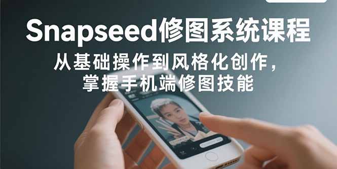 Snapseed修图系统课程：从基础操作到风格化创作，掌握手机端修图技能-紫橙资源网