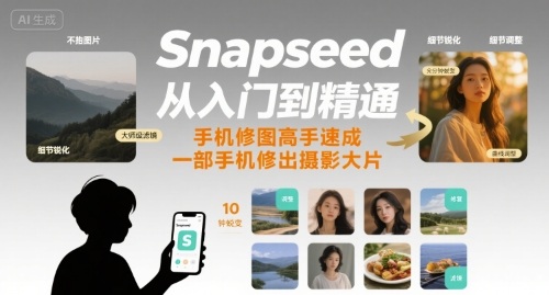 Snapseed从入门到精通，手机修图高手速成，一部手机就能修出摄影大片-紫橙资源网