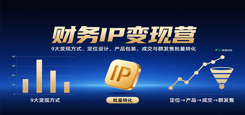 财务IP变现营：9大变现方式、定位设计、产品包装，成交与群发售批量转化-紫橙资源网