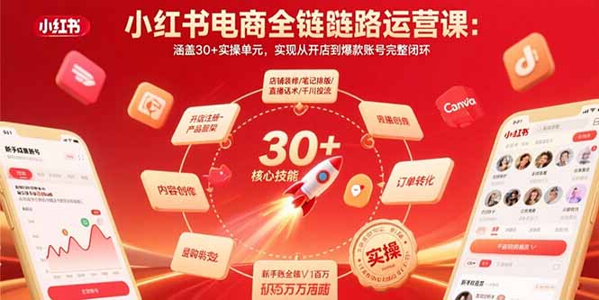 小红书电商全链路运营课:涵盖30+实操单元,实现从开店到爆款账号完整闭环-紫橙资源网