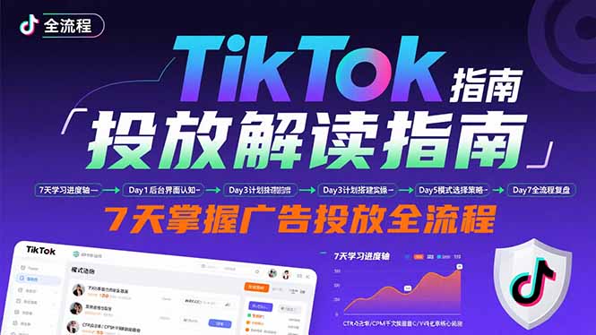 TikTok投放解读指南：后台操作/计划建立/模式选择，7天掌握广告投放全流程-紫橙资源网