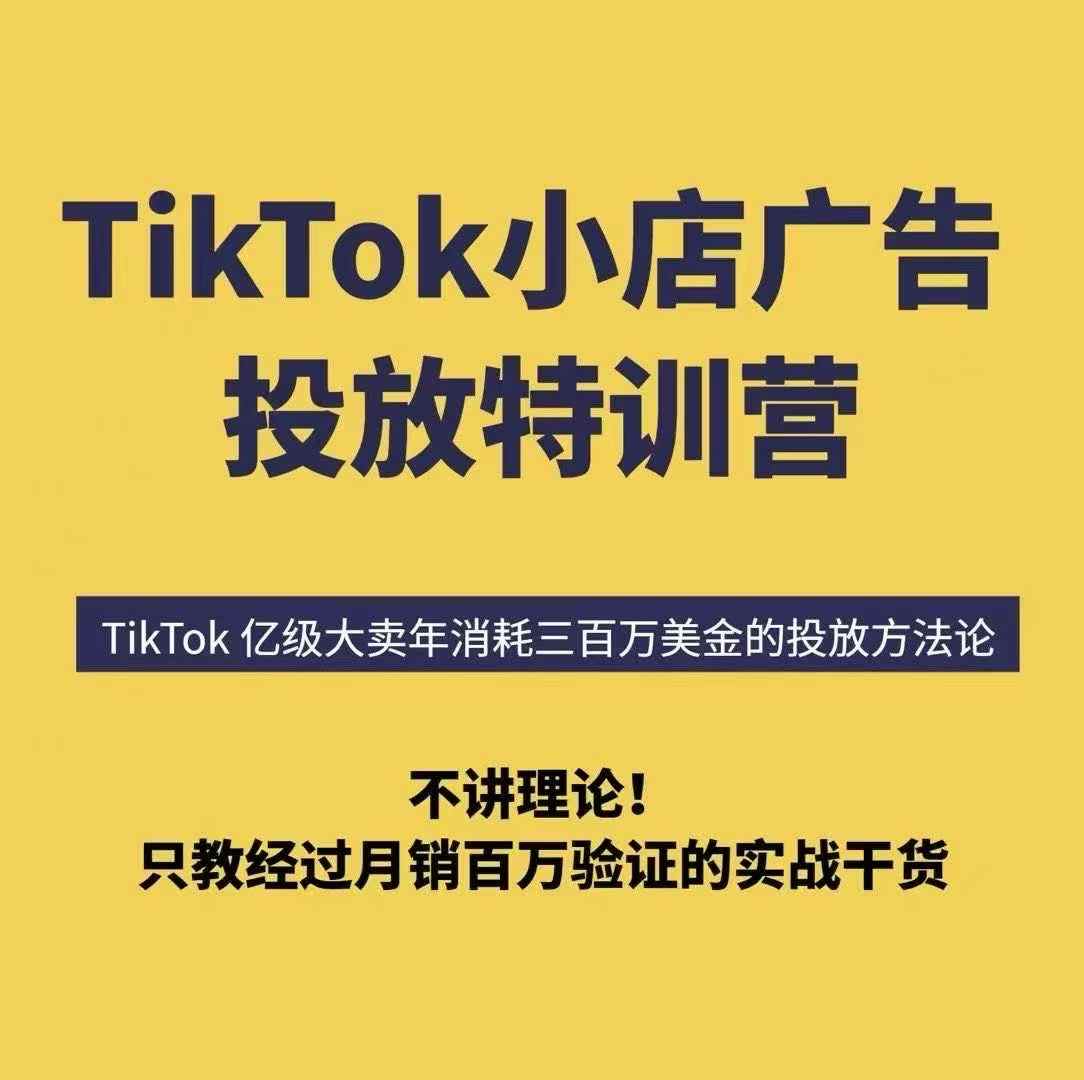 TikTok小店广告投放特训营，6天破局计划专治各种“投不动”，教你经过月销百万验证的实战干货-紫橙资源网