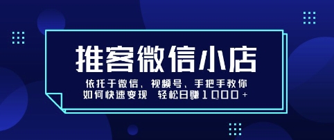 推客微信小店依托于微信、视频号,手把手教你如何快速变现 轻松日入1k+-紫橙资源网