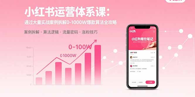 小红书运营体系课：通过大量实战案例拆解0-1000W爆款算法全攻略-紫橙资源网
