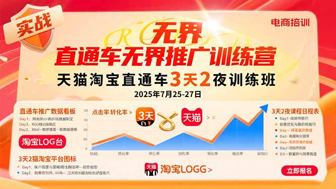 直通车无界推广训练营：天猫淘宝直通车3天2夜训练班，2025年7月25-27日-紫橙资源网