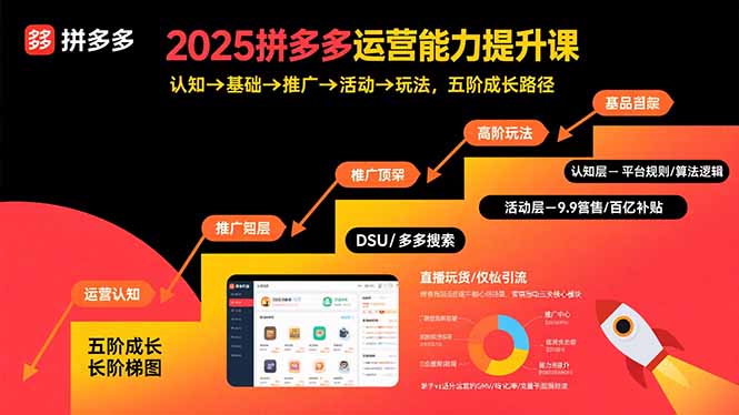 2025拼多多运营能力提升课：认知→基础→推广→活动→玩法，五阶成长路径-紫橙资源网