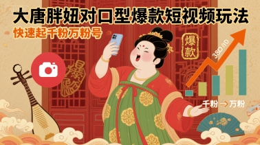 大唐胖妞对口型爆款短视频玩法，快速起千粉万粉号-紫橙资源网