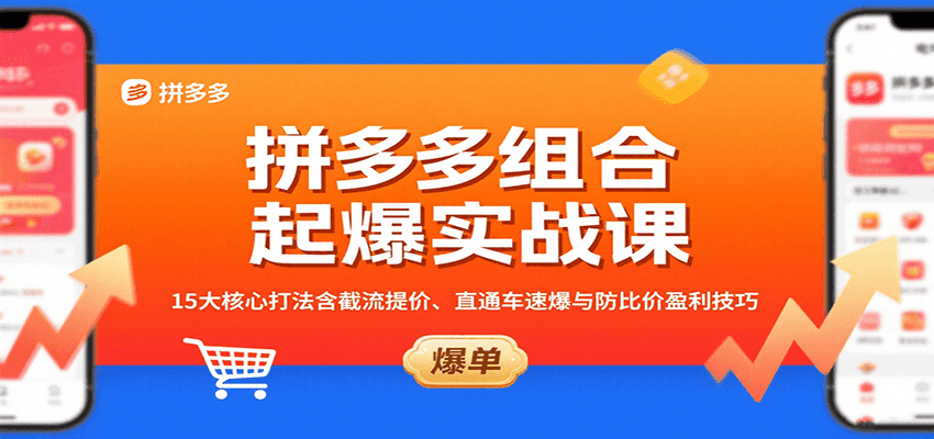 拼多多组合起爆实战课:15大核心打法含截流提价、直通车速爆与防比价盈利技巧-紫橙资源网