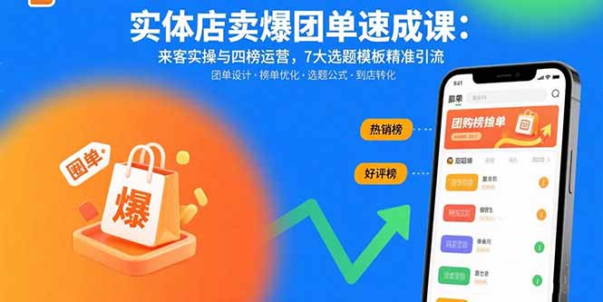 实体店卖爆团单速成课：来客实操与四榜运营，7大选题模板精准引流-紫橙资源网