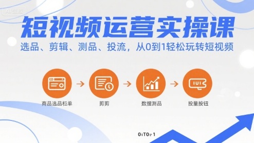 短视频运营实操课，选品、剪辑、测品、投流，从0到1轻松玩转短视频-紫橙资源网