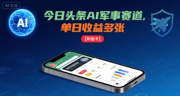 今日头条AI军事赛道,单日收益多张 ,手机可做【附指令】-紫橙资源网