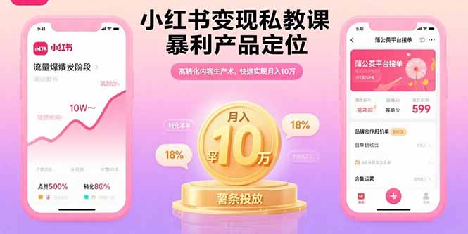 小红书变现私教课，暴利产品定位，高转化内容生产术，快速实现月入10万-紫橙资源网