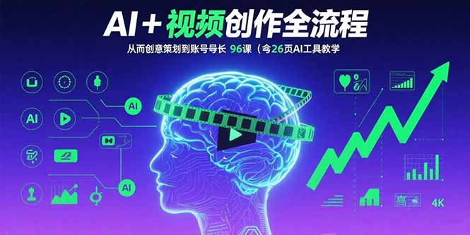 AI+短视频创作全流程：从创意策划到账号增长，96节课(含26项AI工具教学)-紫橙资源网