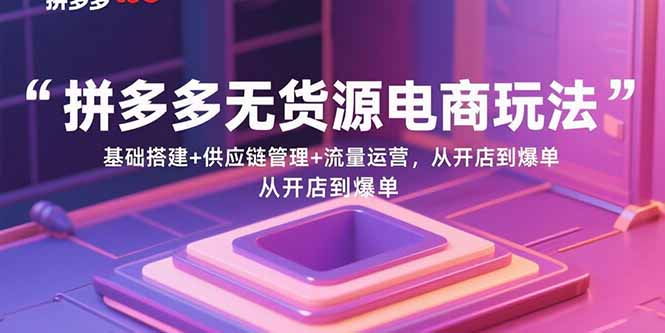 拼多多无货源电商玩法：基础搭建+供应链管理+流量运营，从开店到爆单-紫橙资源网