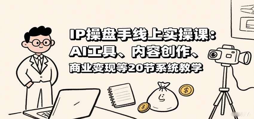 IP操盘手线上实操课：AI工具、内容创作、商业变现等20节系统教学-紫橙资源网