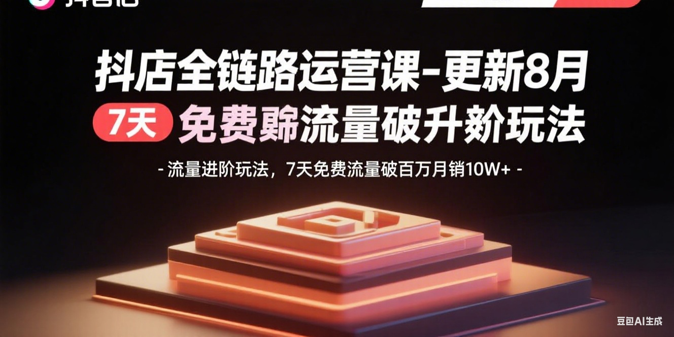 抖店全链路运营课-更新8月：流量进阶玩法，7天免费流量破百万月销10W+-紫橙资源网
