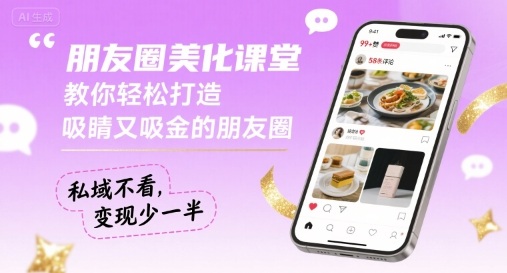 朋友圈美化课堂，教你轻松打造，吸睛又吸金的朋友圈，私域不看，变现少一半-紫橙资源网