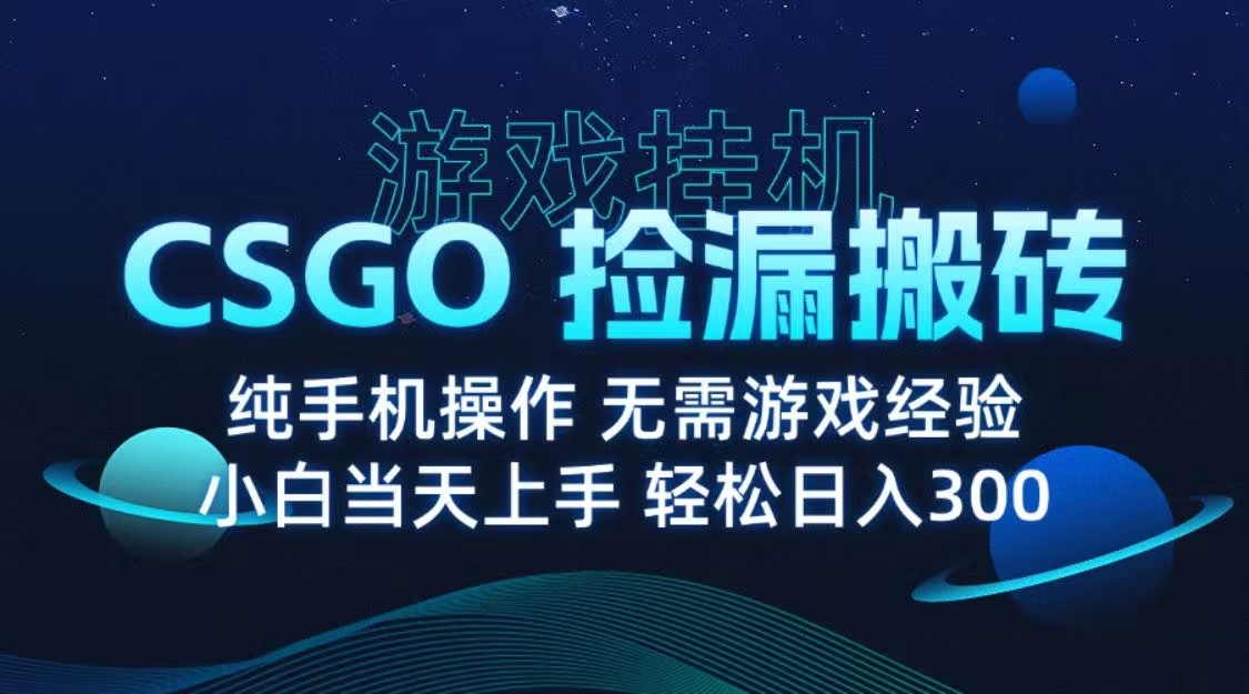 9月最新游戏搬砖，CSGO纯挂机，不需要玩游戏，实现真挂机，月入1W+-紫橙资源网