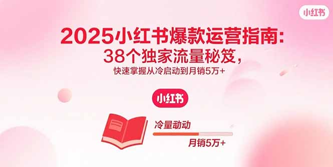 2025小红书爆款运营指南：38个独家流量秘笈，快速掌握从冷启动到月销5万+-紫橙资源网