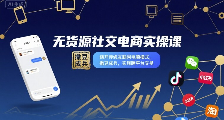 无货源社交电商实操课，绕开传统互联网电商模式，撒豆成兵，实现跨平台交易-紫橙资源网