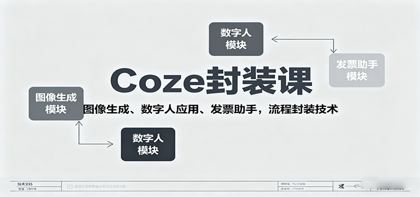 Coze封装课，图像生成、数字人应用、发票助手，流程封装技术-紫橙资源网