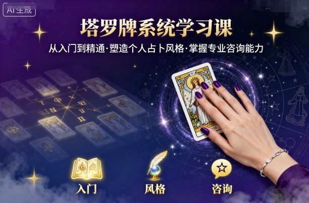 塔罗牌系统学习课，助你从入门到精通，塑造个人占卜风格，掌握专业咨询能力-紫橙资源网