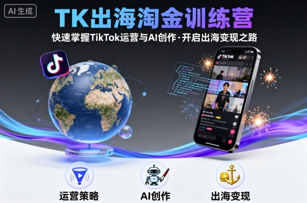 TK出海淘金训练营,助你快速掌握TikTok运营与AI创作,开启出海变现之路-紫橙资源网