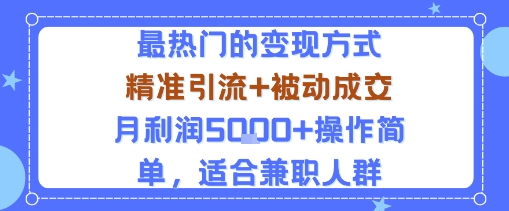 小众赛道玩法：当下最热门的变现方式，精准引流+被动成交月利润5k+操作简单，适合兼职人群-紫橙资源网