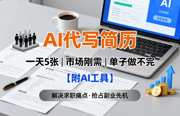 AI代写简历，一天5张，今年找工作难，市场刚需，单子做不完【附AI工具】-紫橙资源网
